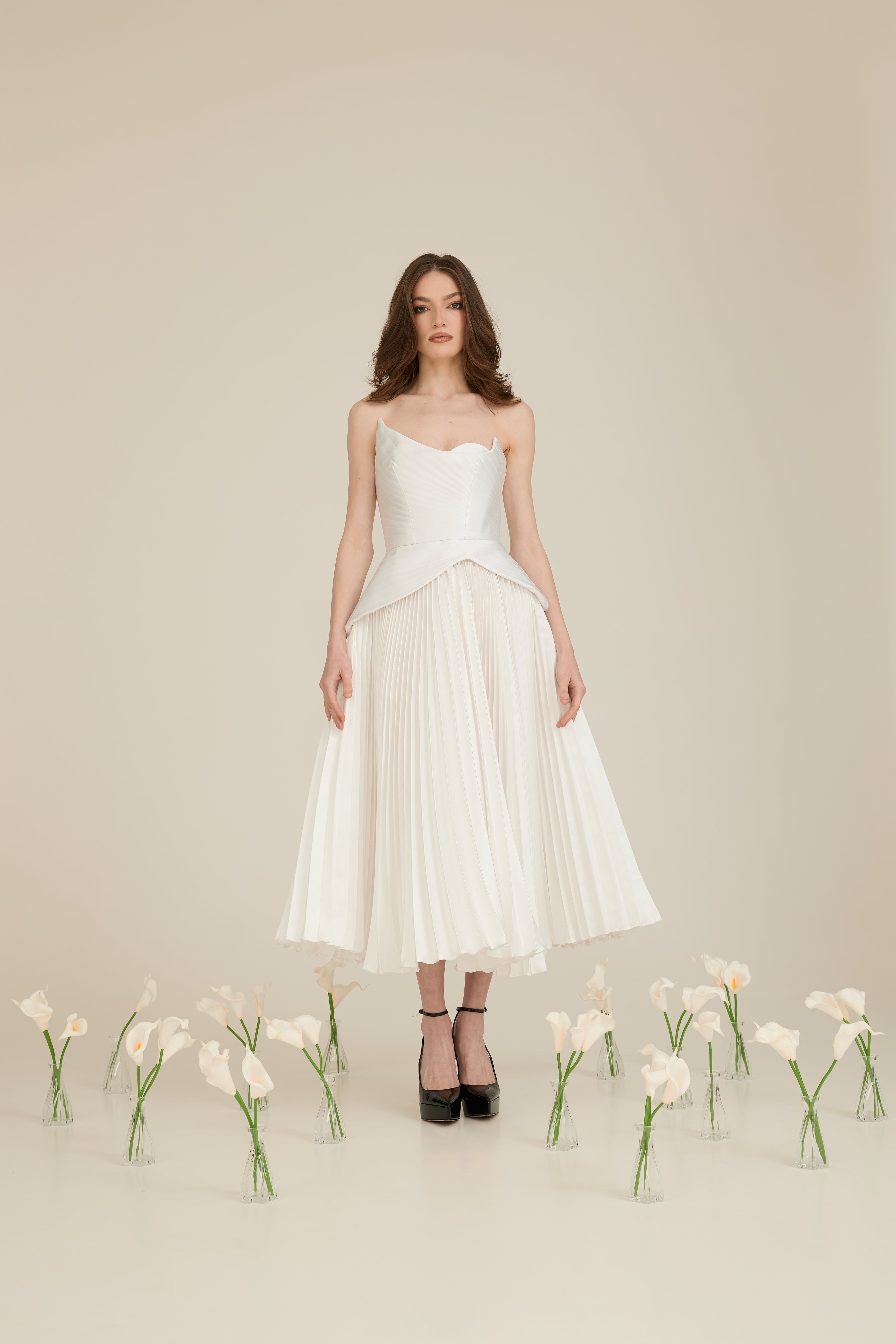 Corset Asimetric cu Detalii Cusute