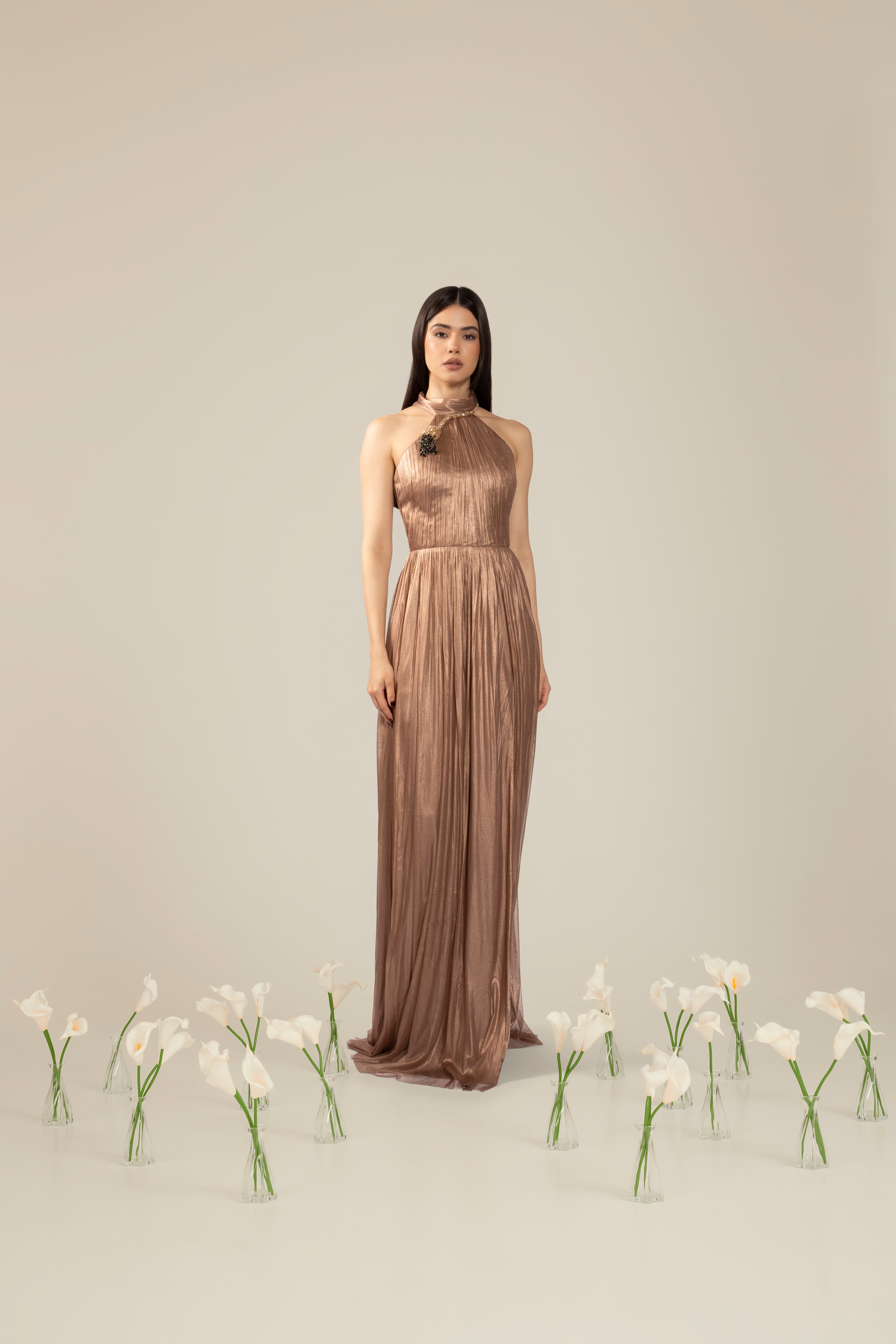 Rochie din tulle de matase pe gat Araftu Couture