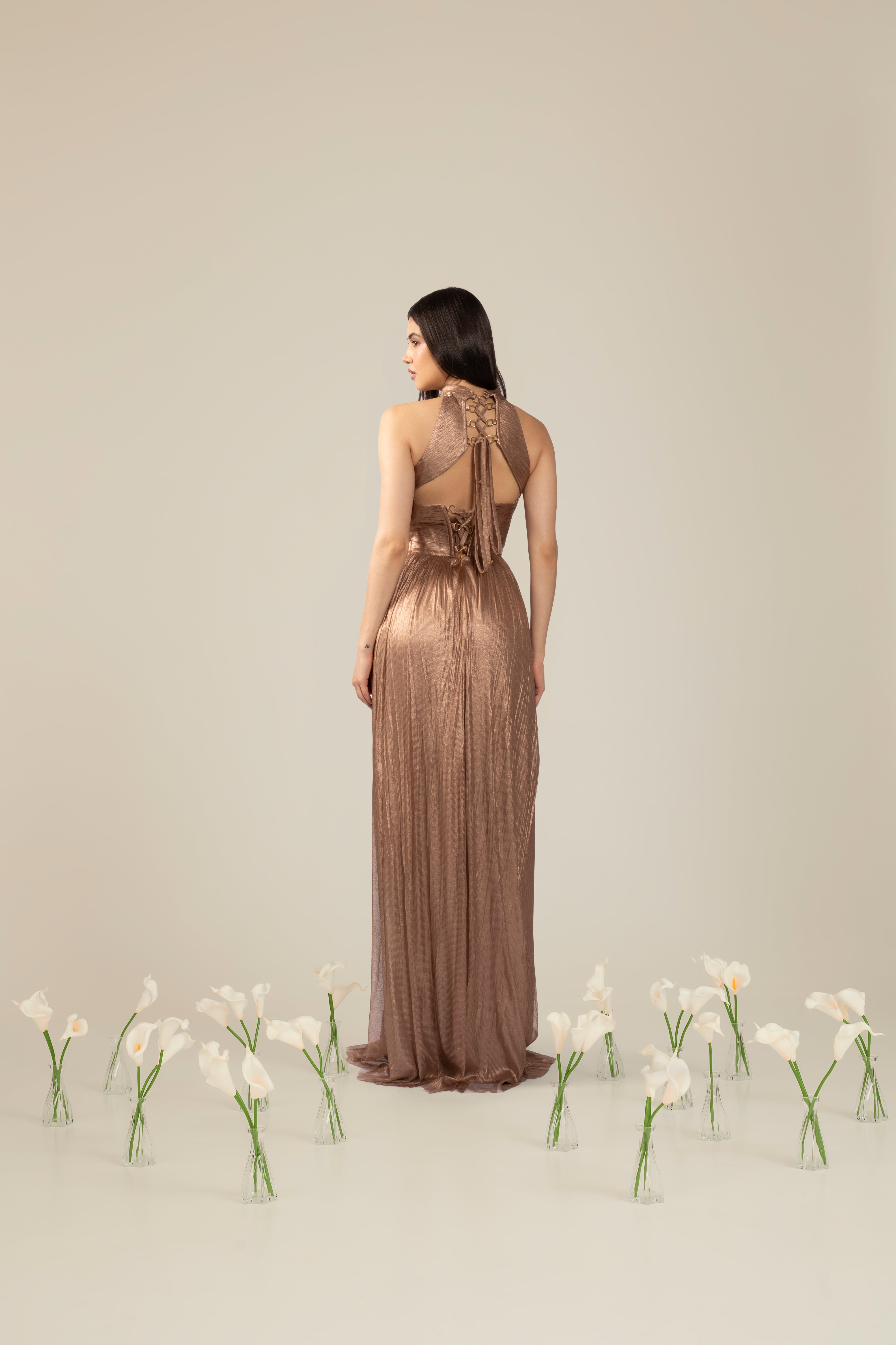 Rochie din tulle de matase pe gat Araftu Couture