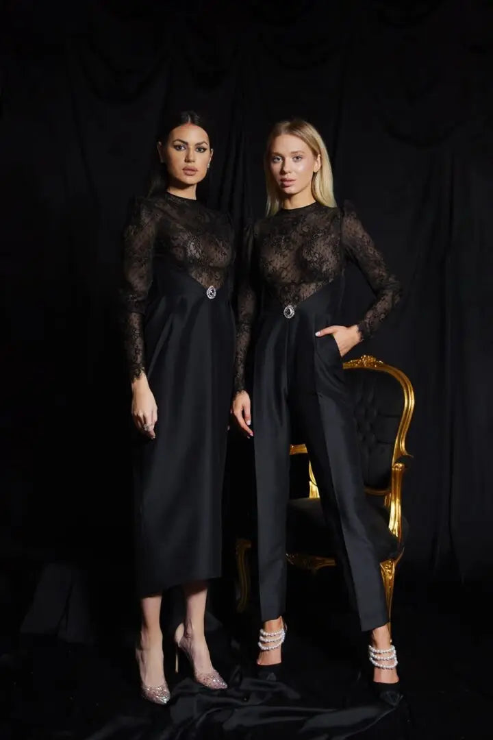 Rochie cocktail cu dantelă Araftu Couture