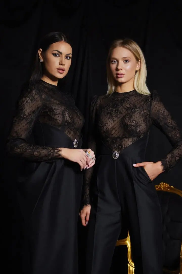 Rochie cocktail cu dantelă Araftu Couture