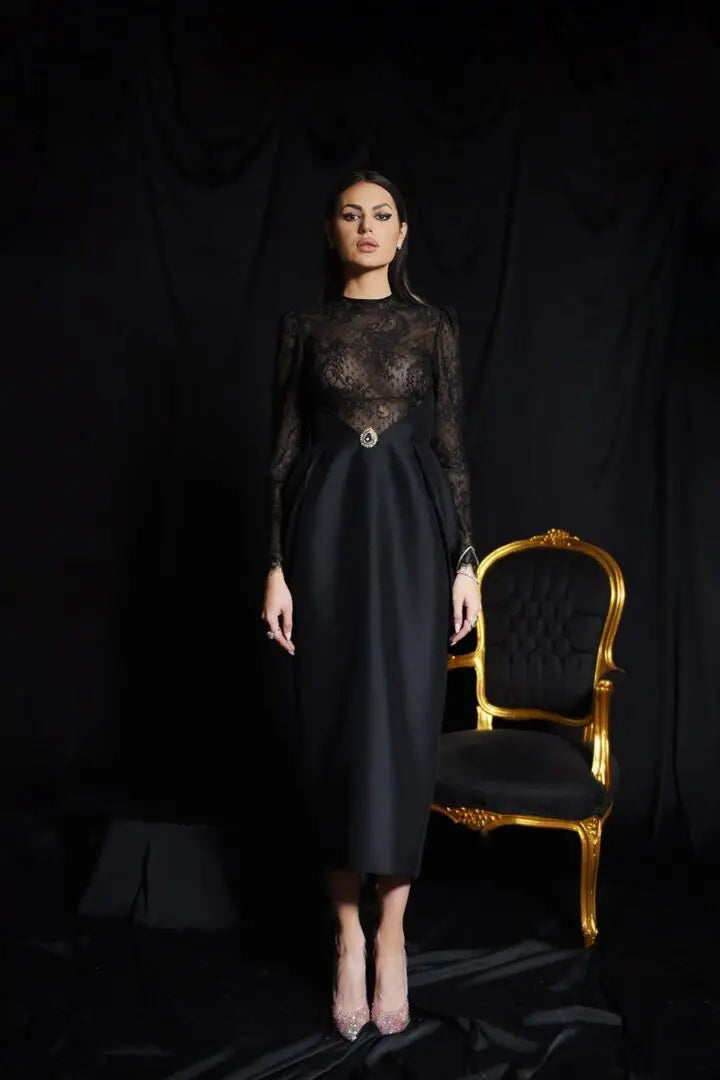 Rochie cocktail cu dantelă Araftu Couture