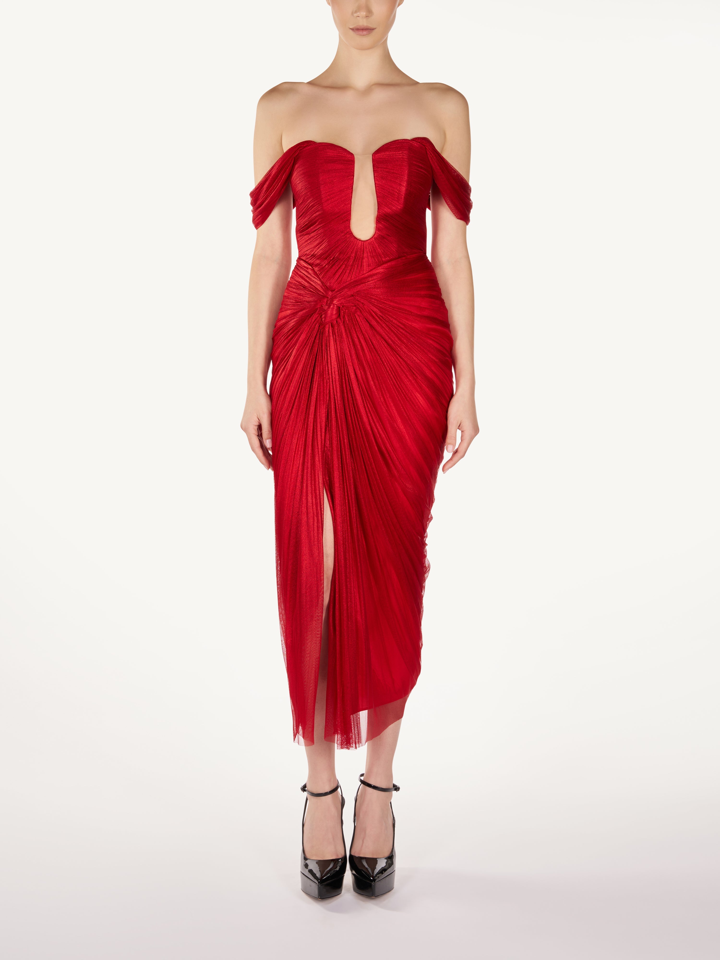 DRAPED SILK TULLE EVENING DRESS Araftu Couture