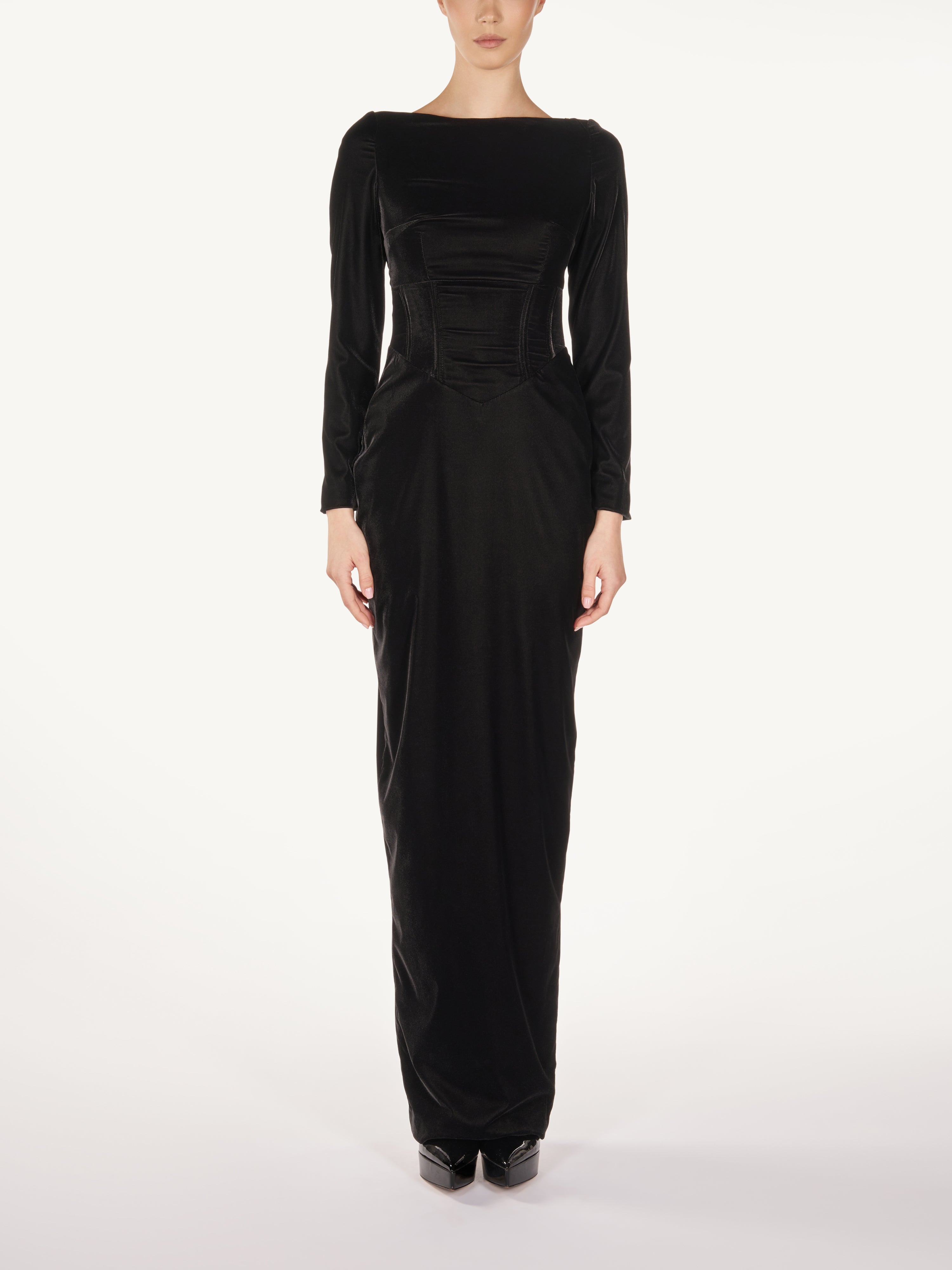 VELVET GOWN WITH CORSET DETAIL Araftu Couture
