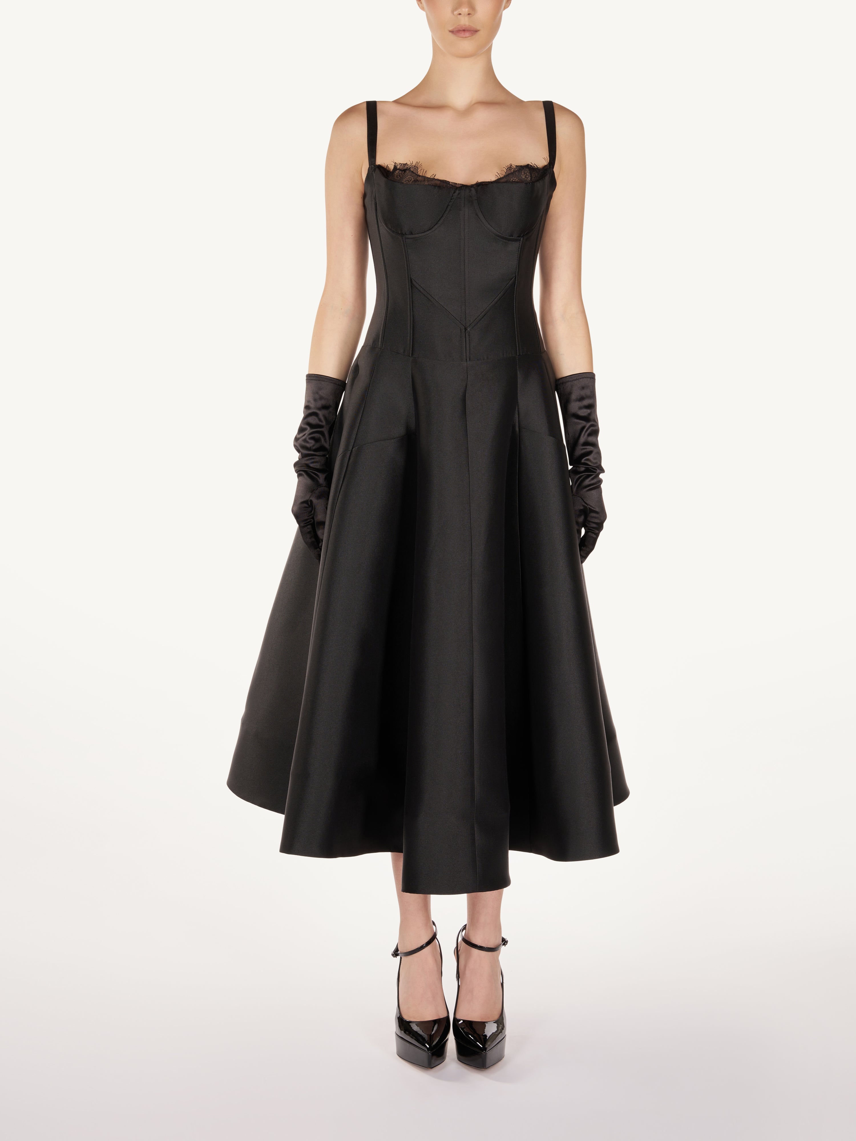 RETRO TAFETTA DRESS WITH CHANTILY Araftu Couture