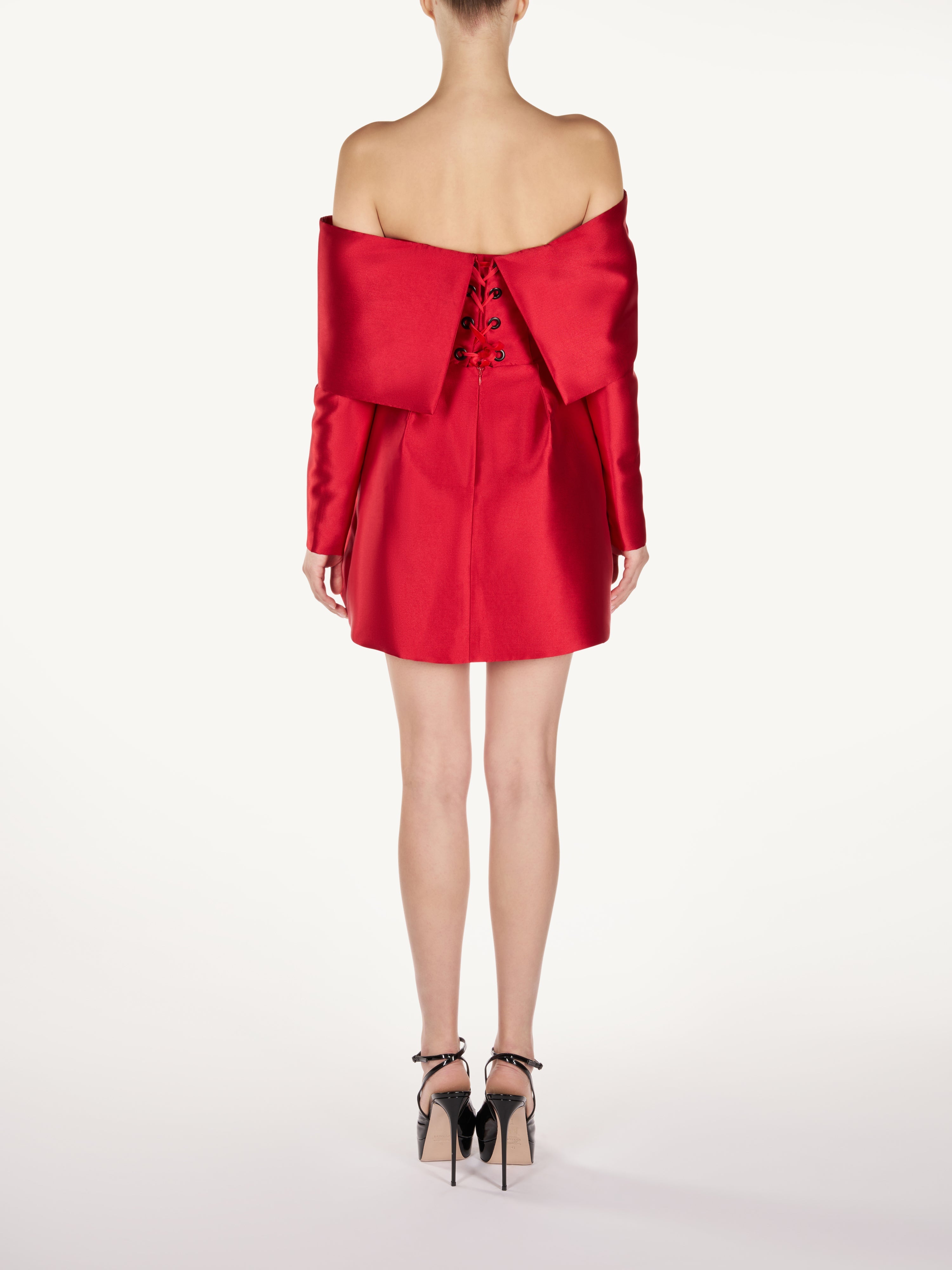 TWISTED BOW TAFFETA MINI DRESS Araftu Couture