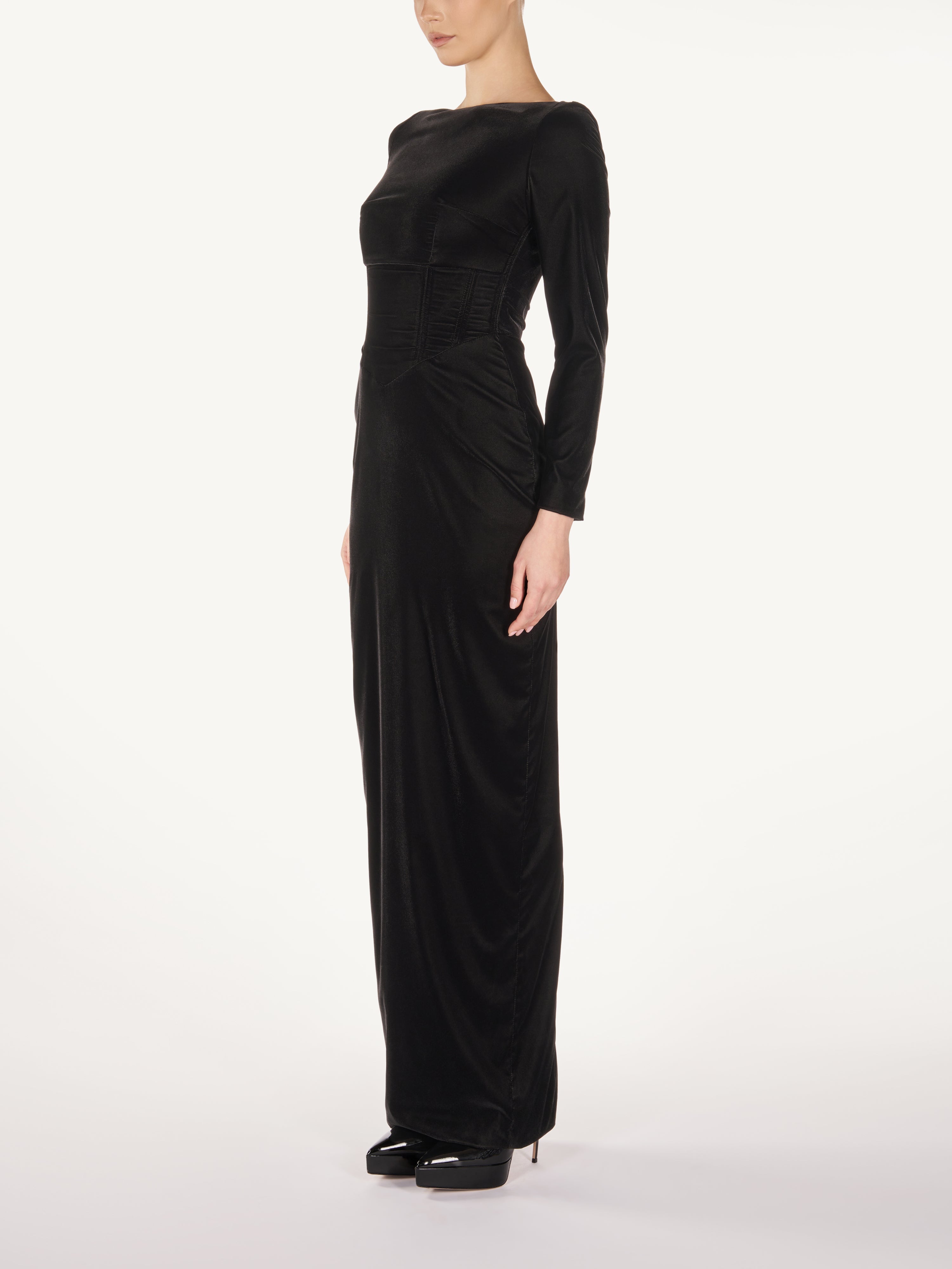 VELVET GOWN WITH CORSET DETAIL Araftu Couture