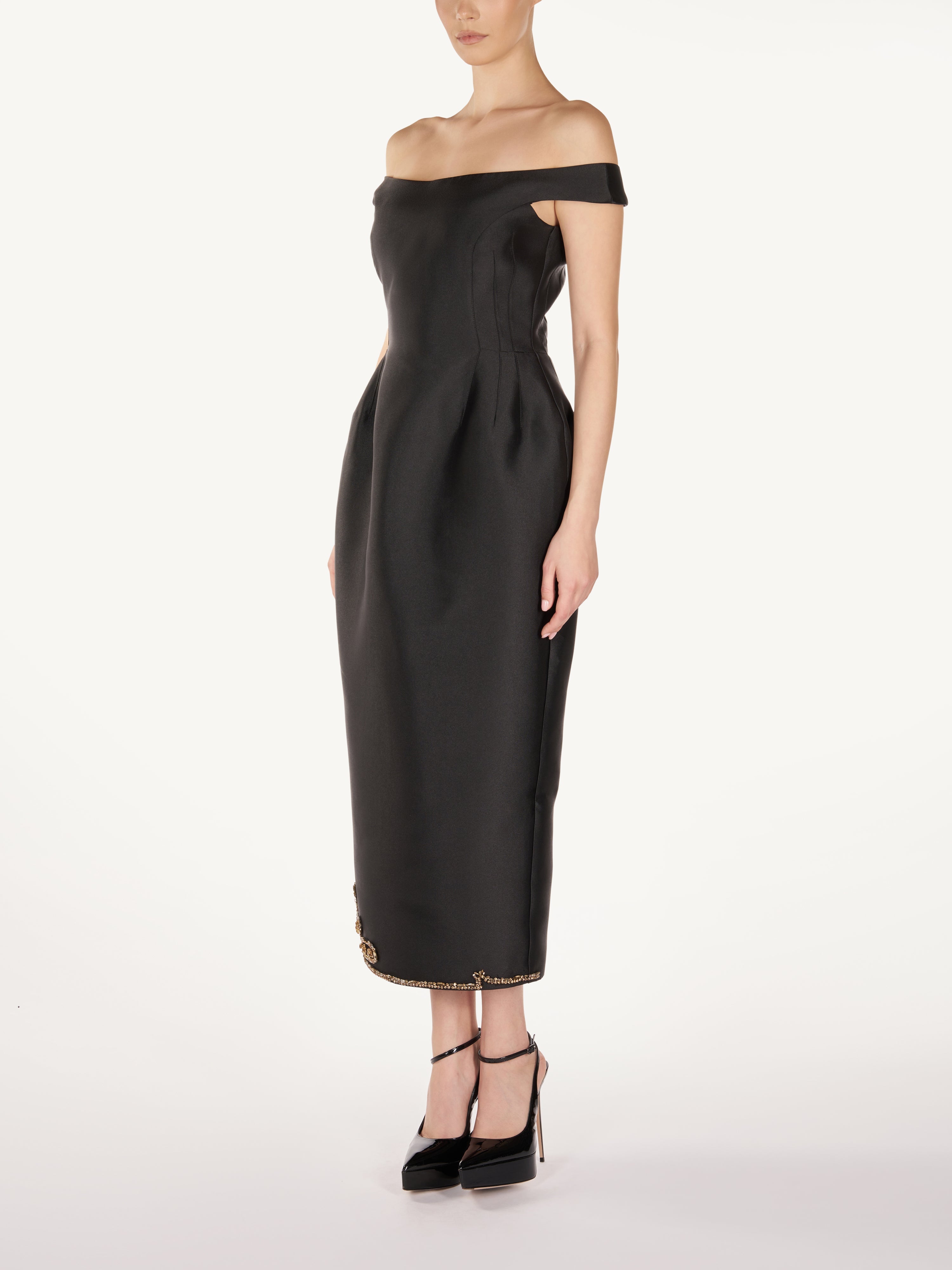 OFF SHOLDER MIDI DRESS WITH BEADS Araftu Couture