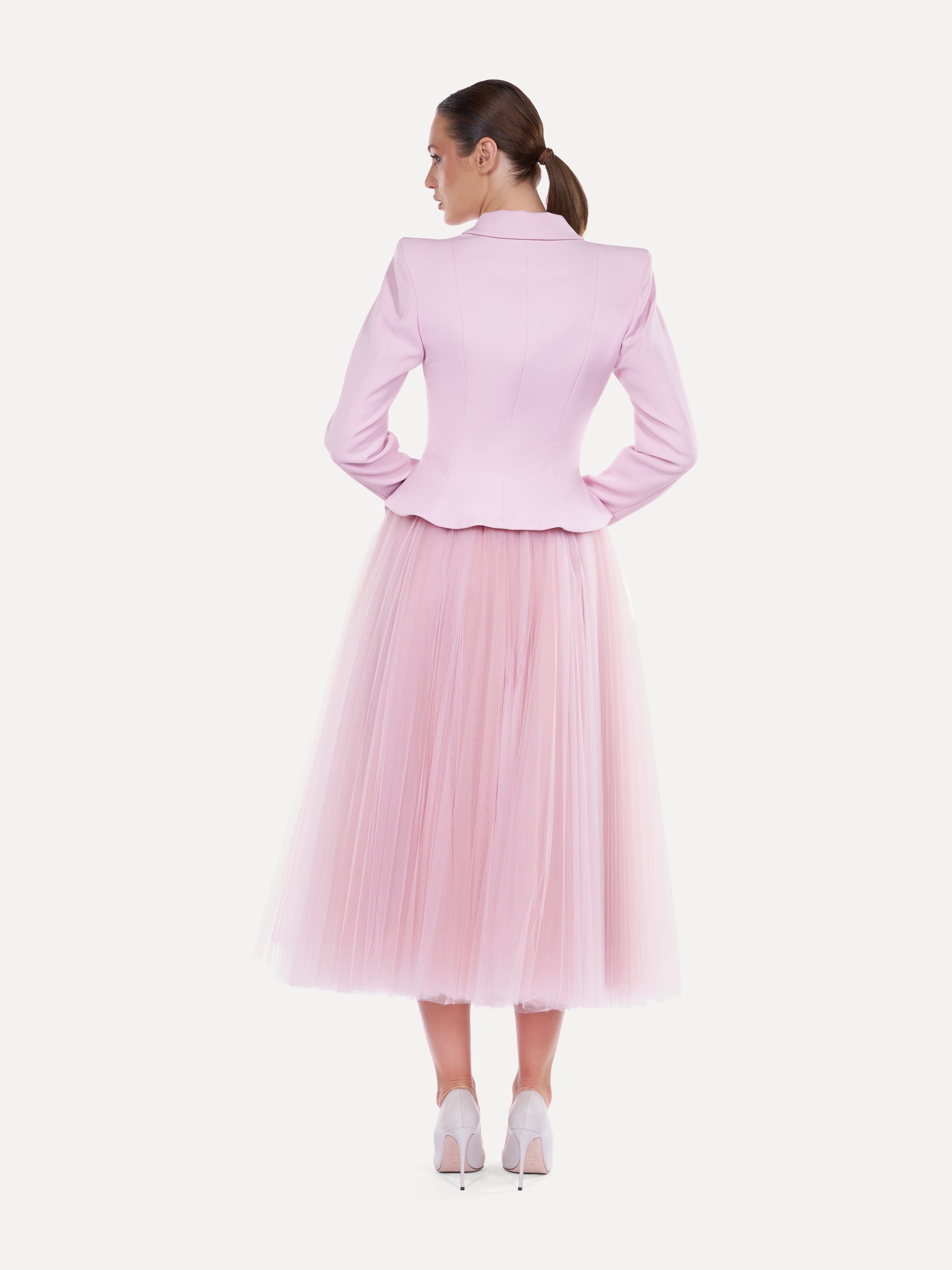 Costum elegant cu fusta midi din tulle  Araftu Couture