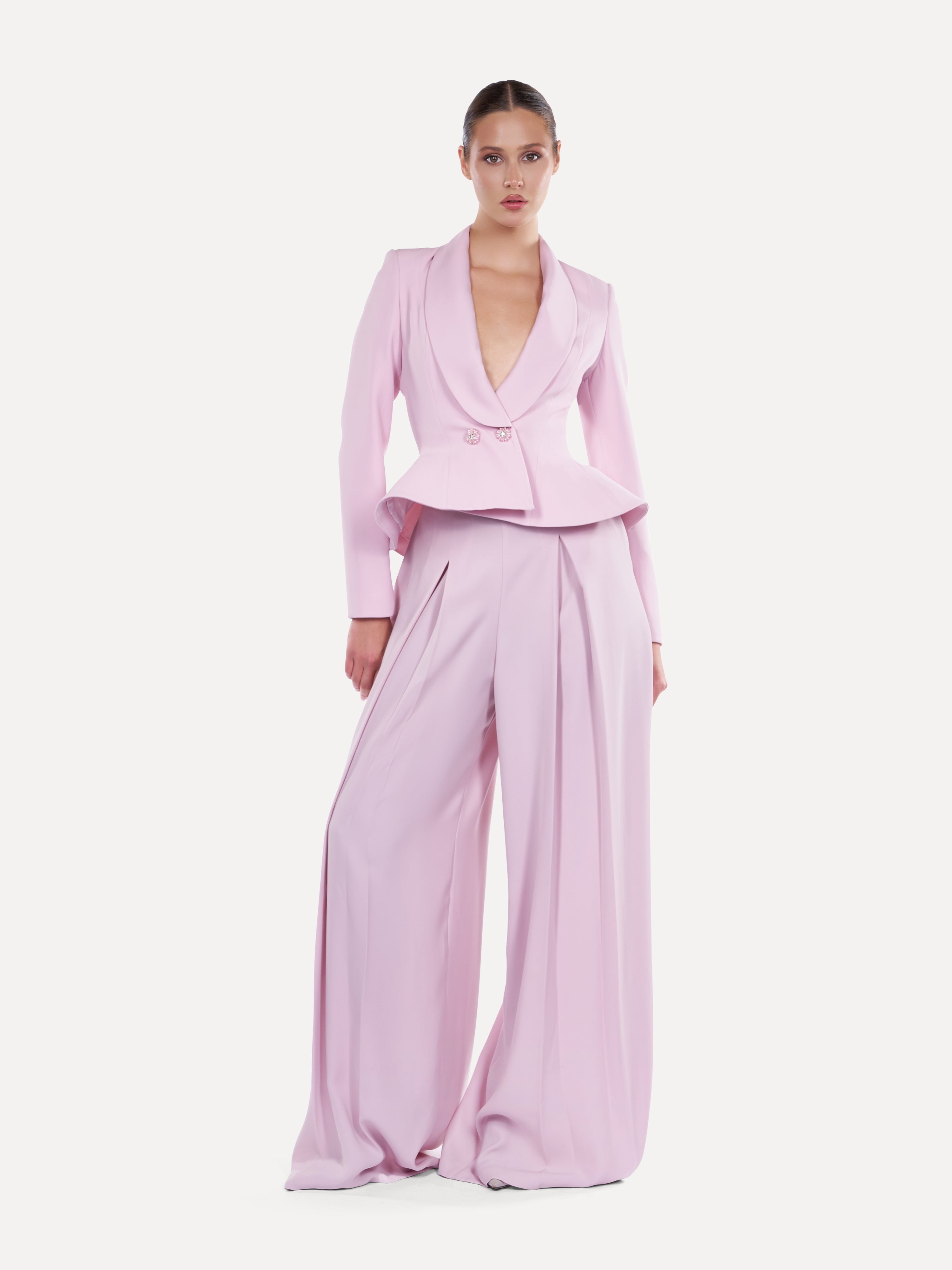 Costum elegant cu pantaloni Palazzo  Araftu Couture