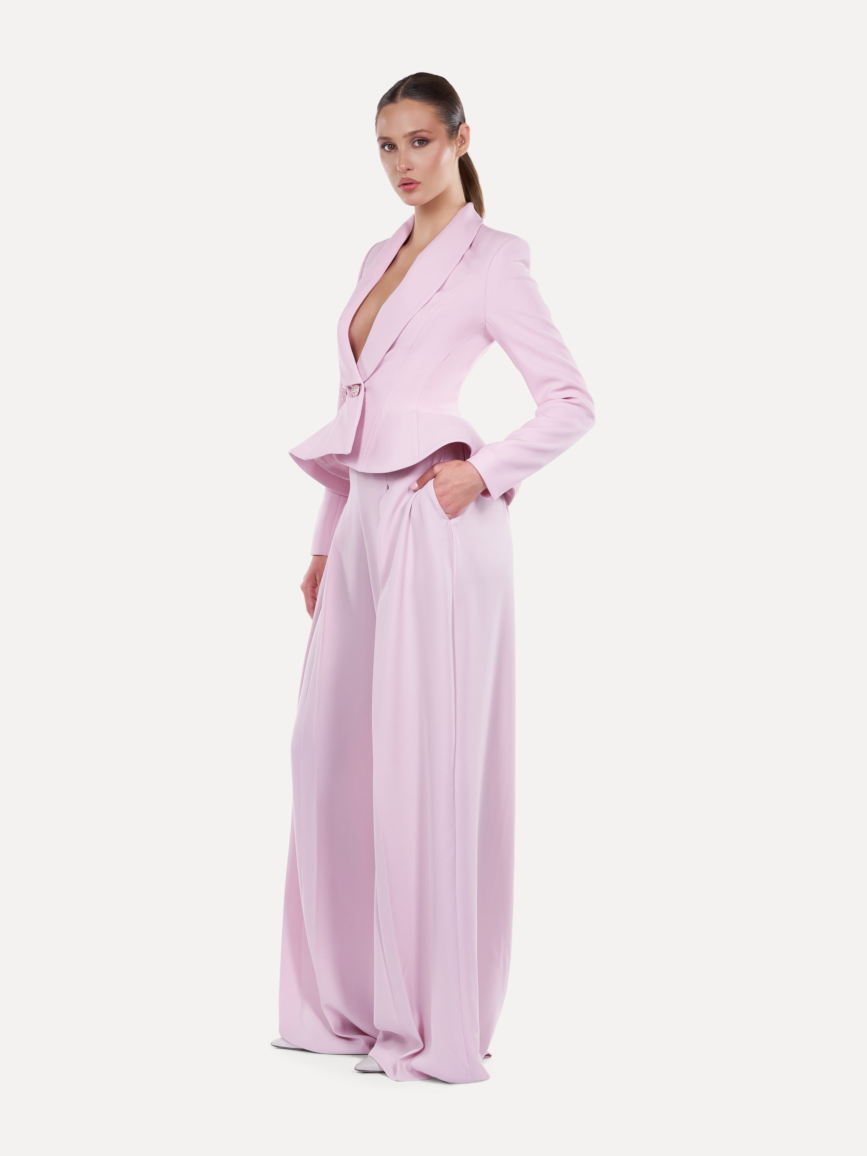 Costum elegant cu pantaloni Palazzo  Araftu Couture