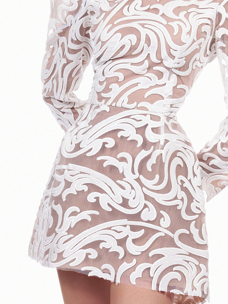 Rochie mini din catifea cu maneci bufante  Araftu Couture