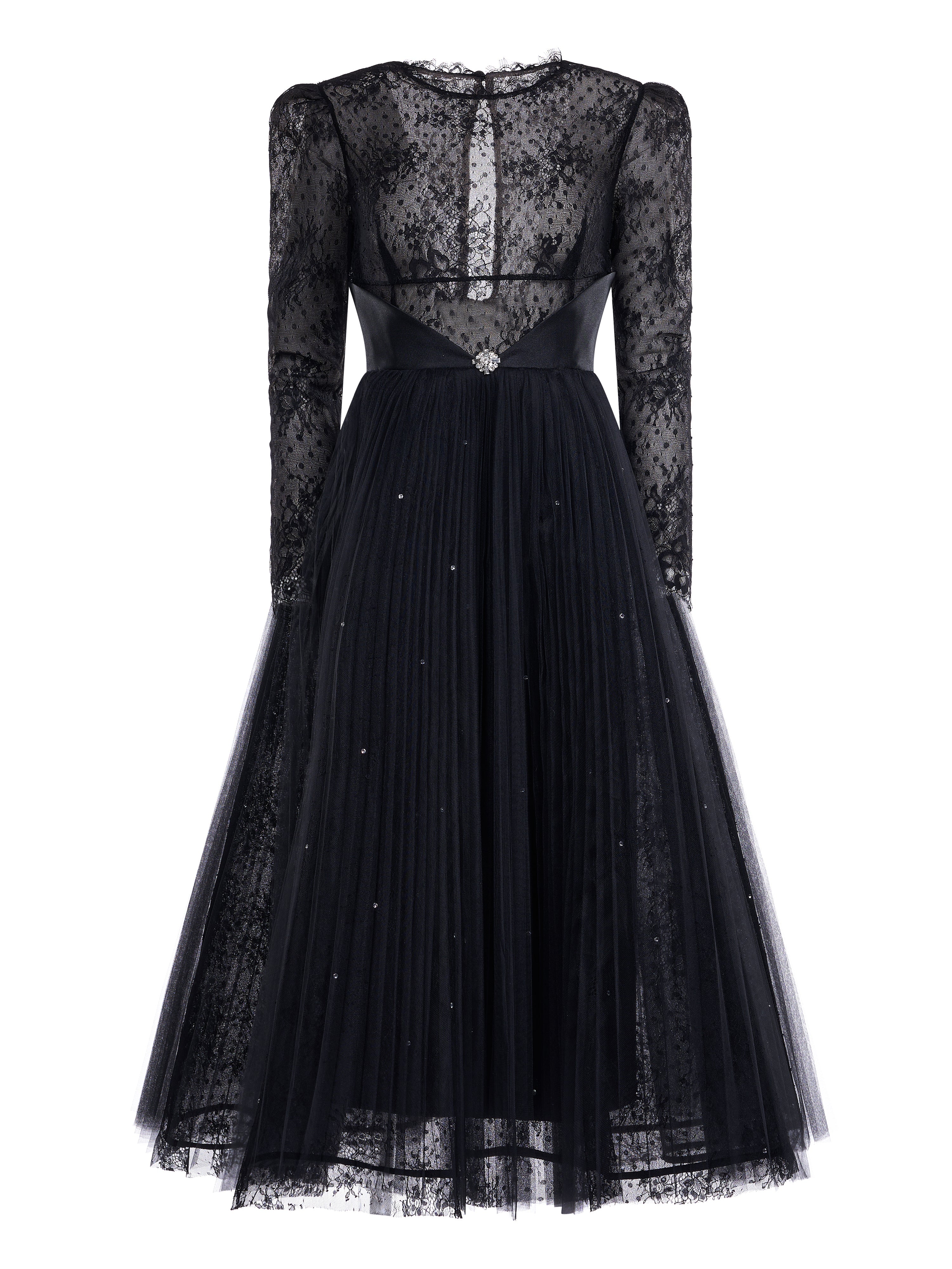Rochie midi din dantela si cristale