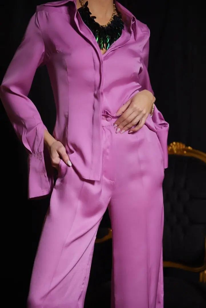 Costum cu pantalon larg și cămașă - Araftu Couture