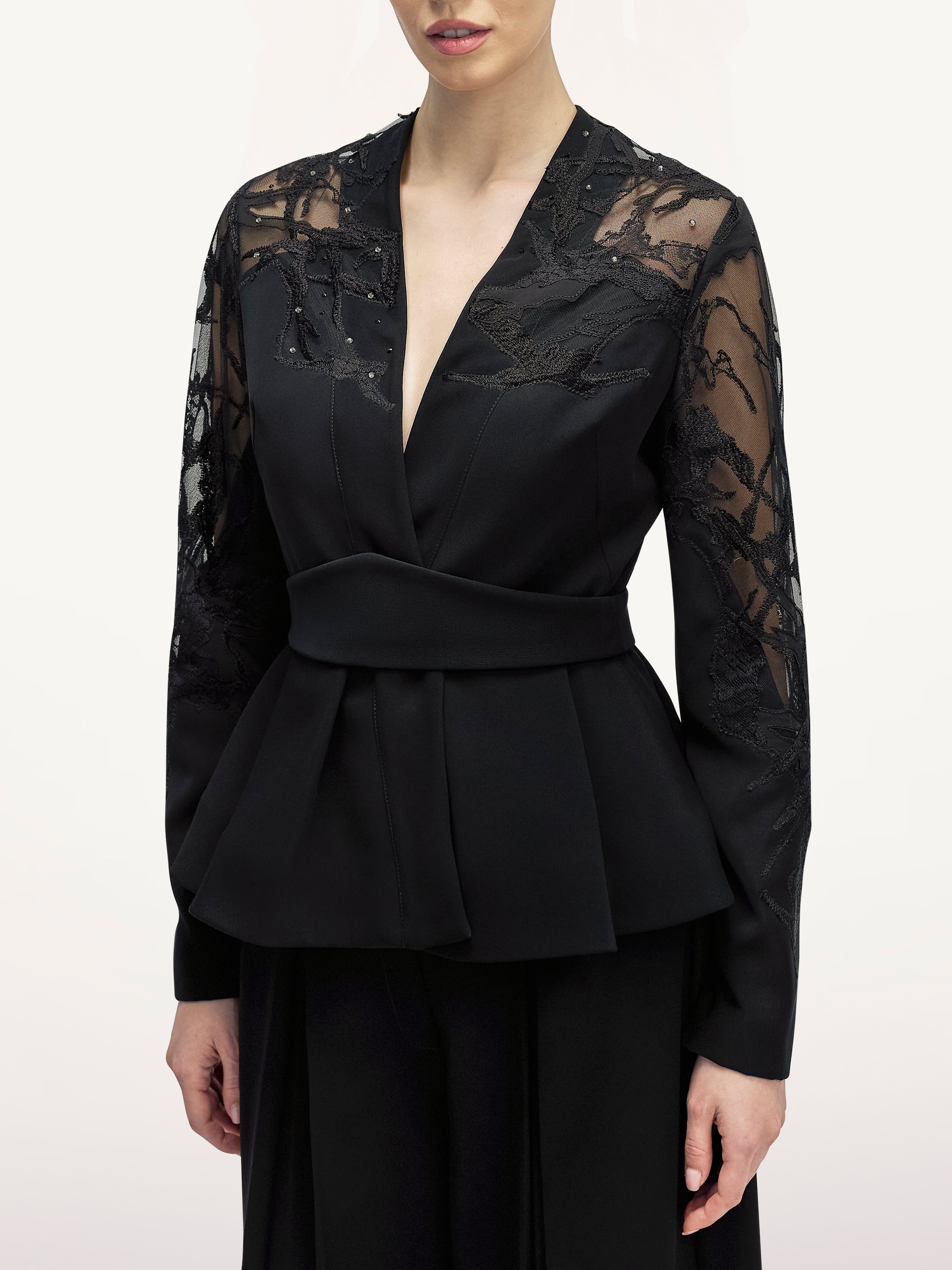 Costum cu Pantalon Palazzo si Sacou Petrecut  Araftu Couture