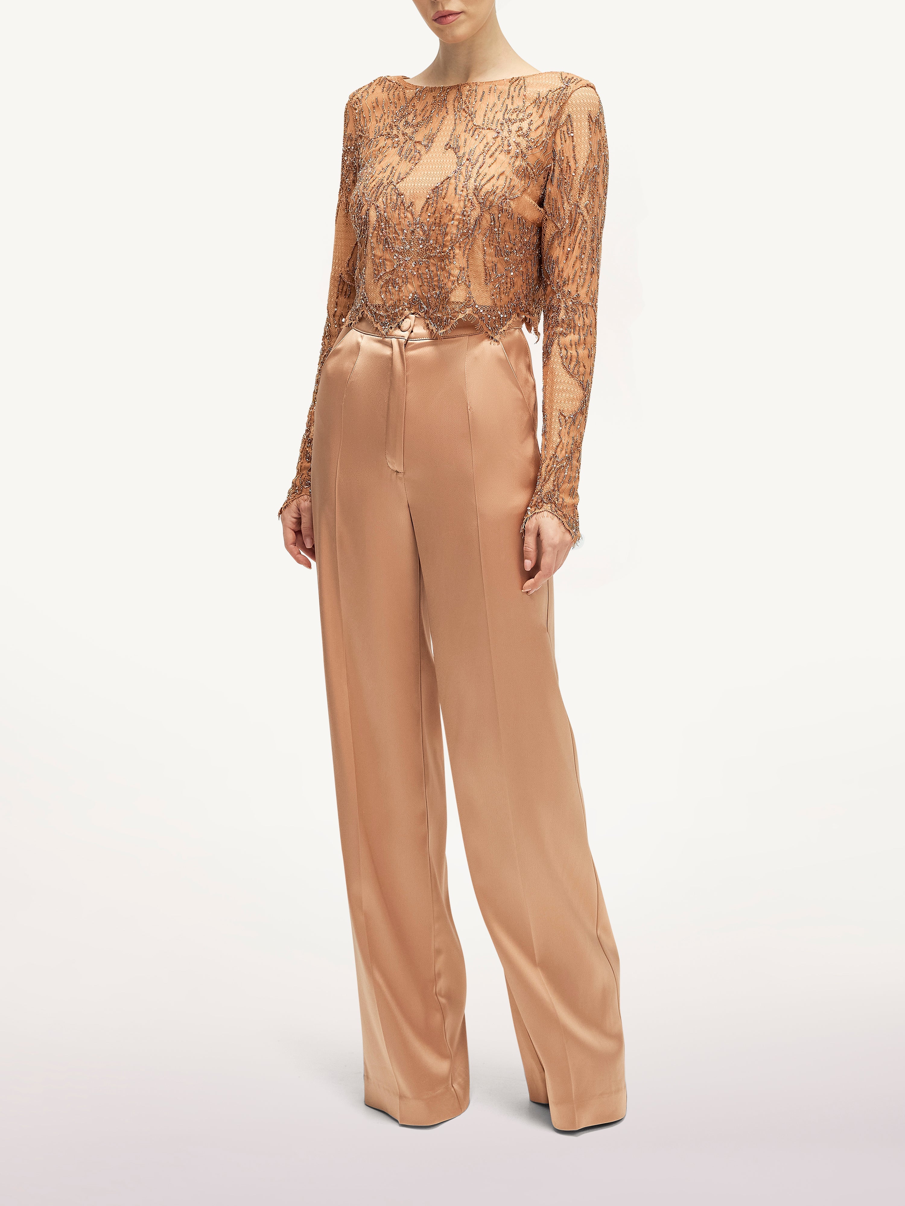 Costum cu Bluza Crop din Dantela  Araftu Couture