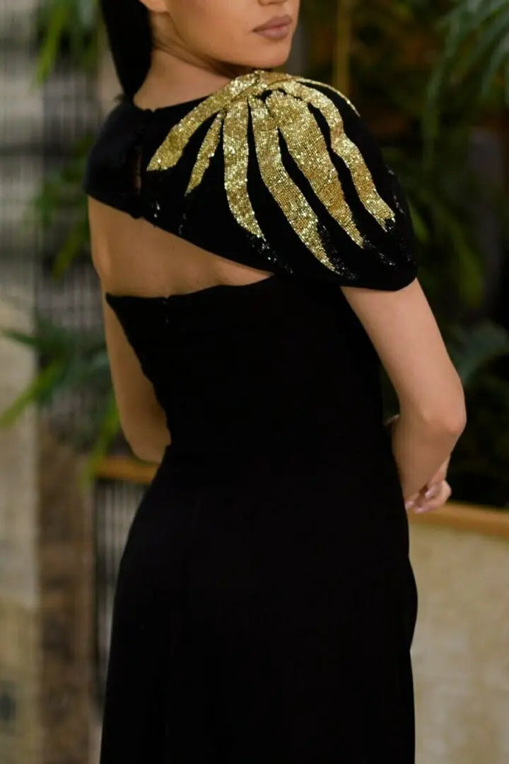 Rochie de seară cu șliț și capă - Araftu Couture