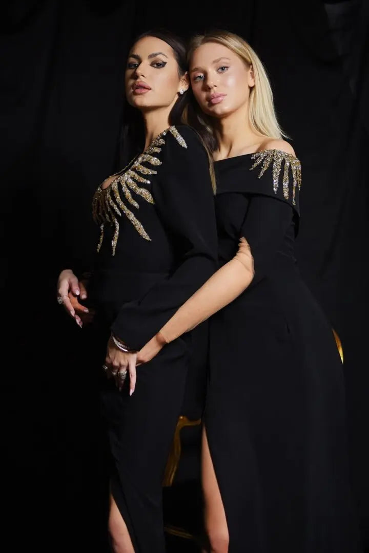 Rochie de seară pe umeri cu mâneci decupate - Araftu Couture
