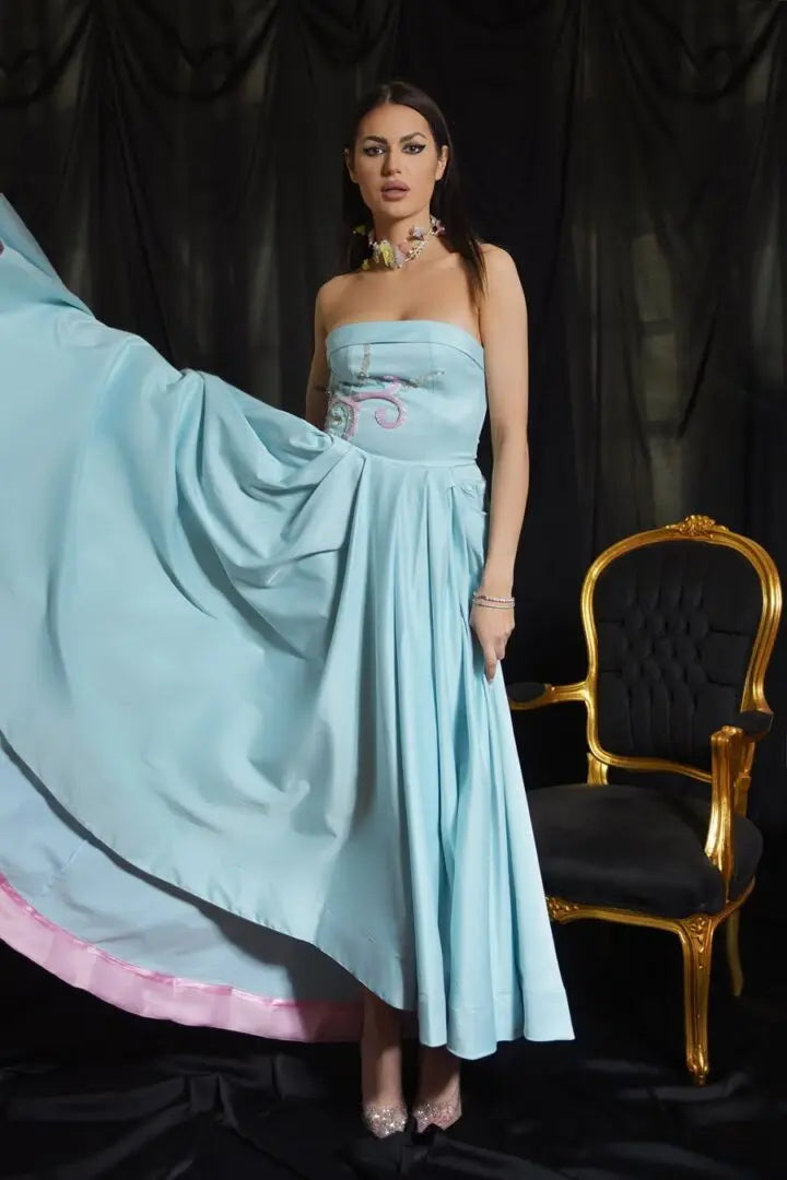Rochie elegantă din tafta cu aplicații - Araftu Couture