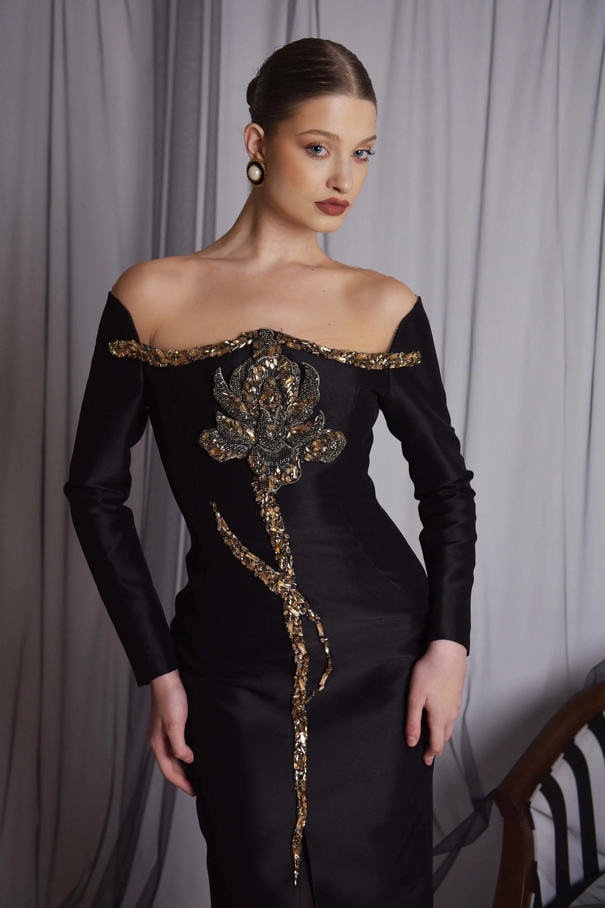 Rochie midi cu aplicatie 3D  Araftu Couture