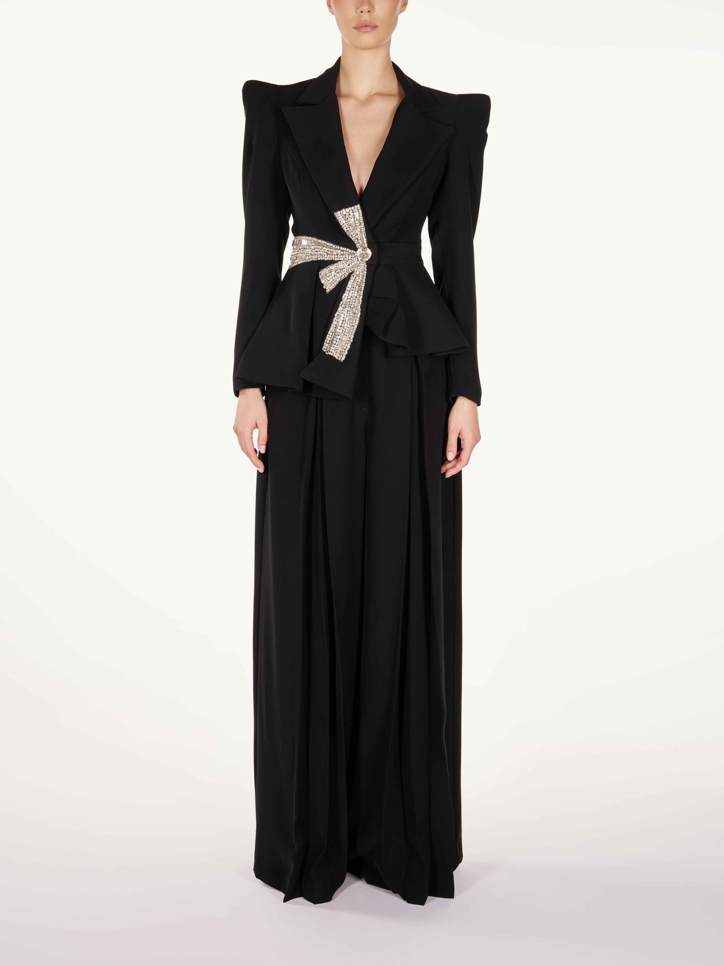 PEPLUM BLAIZER WITH BOW APLLIQUE  Araftu Couture