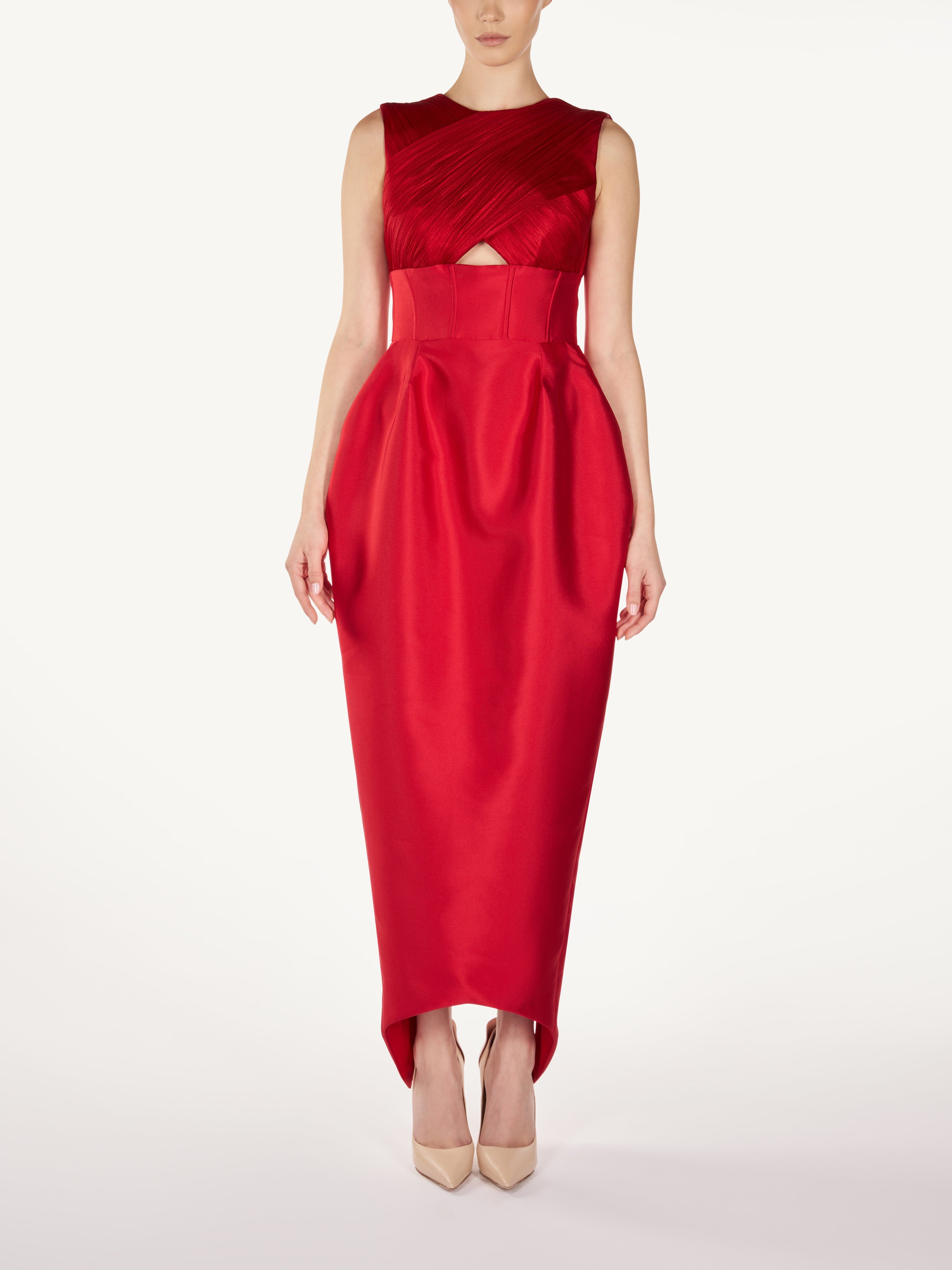 DRAPED TOP BALOON MIDI DRESS  Araftu Couture