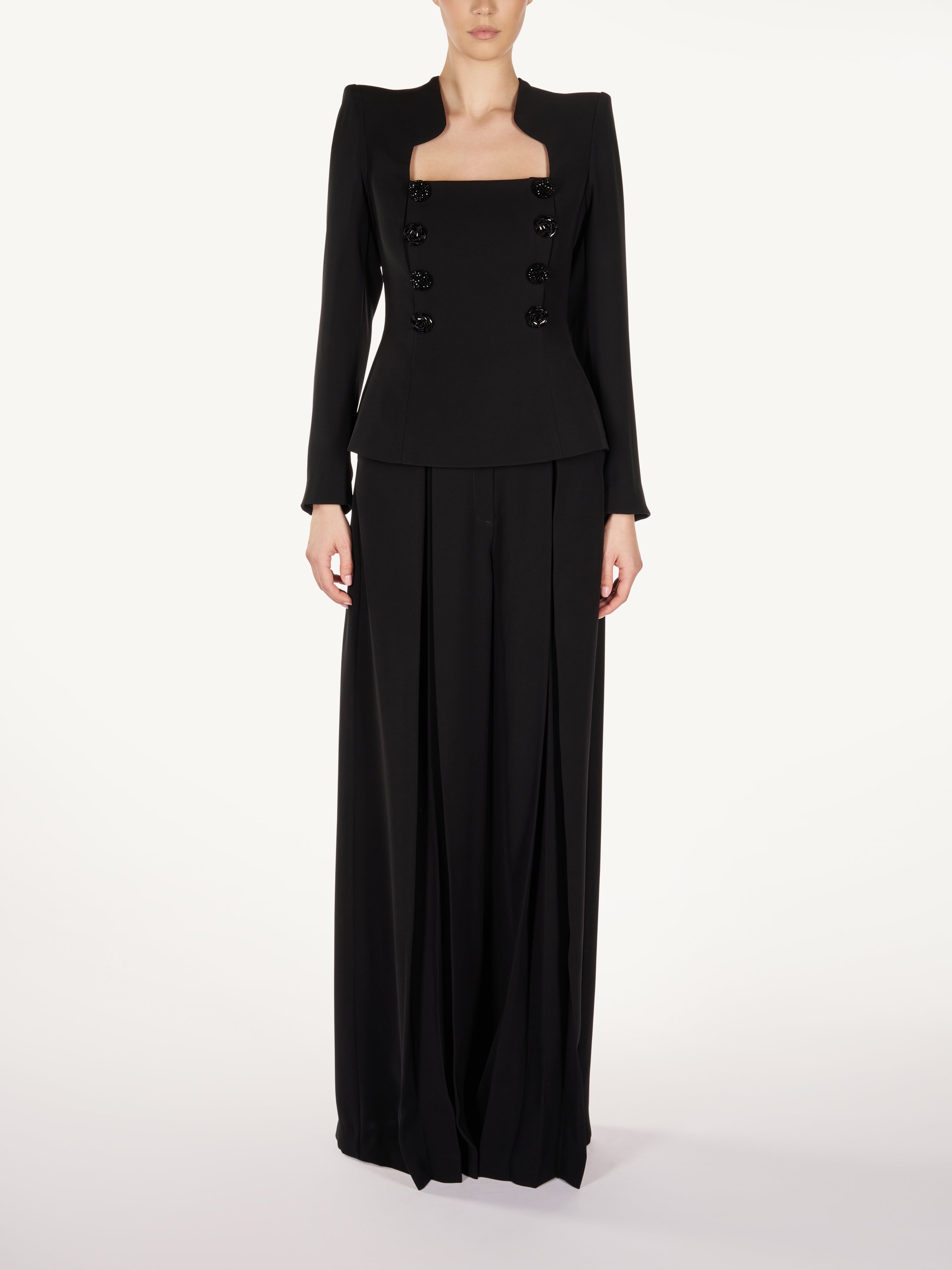 FITTED JACKET WITH EXTRA WIDE PANTS  Araftu Couture