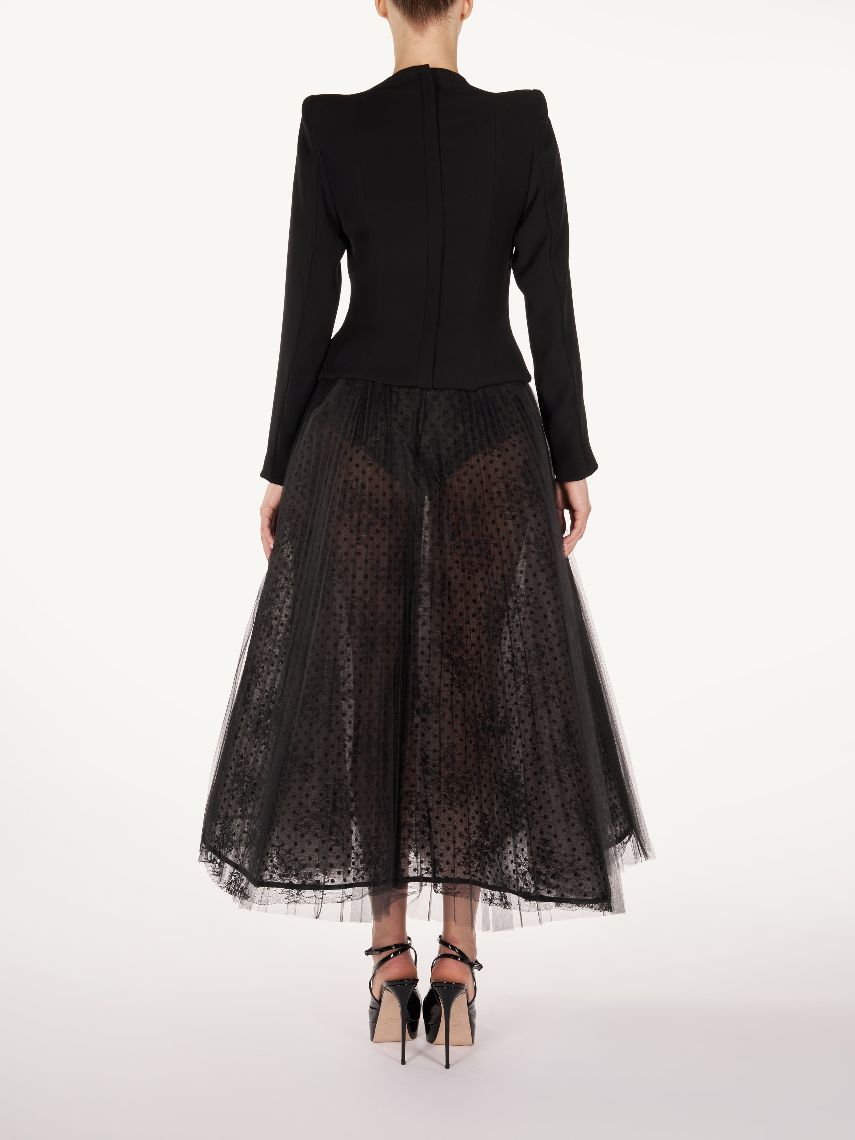 FITTED JACKET AND CHANTILLY LACE SKIRT  Araftu Couture