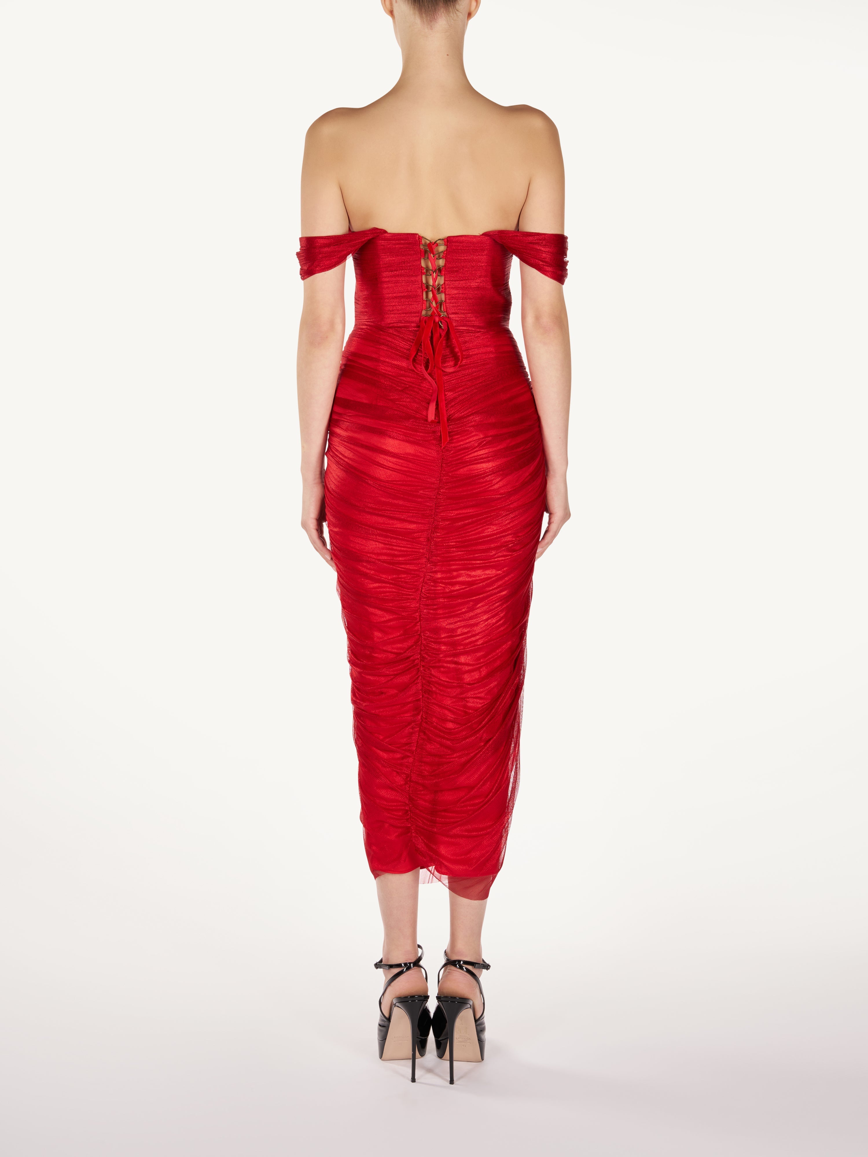 DRAPED SILK TULLE EVENING DRESS  Araftu Couture